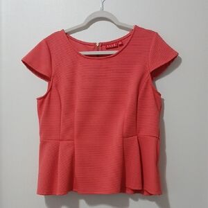 ELLE Womens Peplum Top XL Zip Back